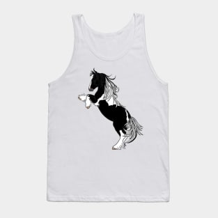 Black Tobiano Rearing Gypsy Vanner Tank Top